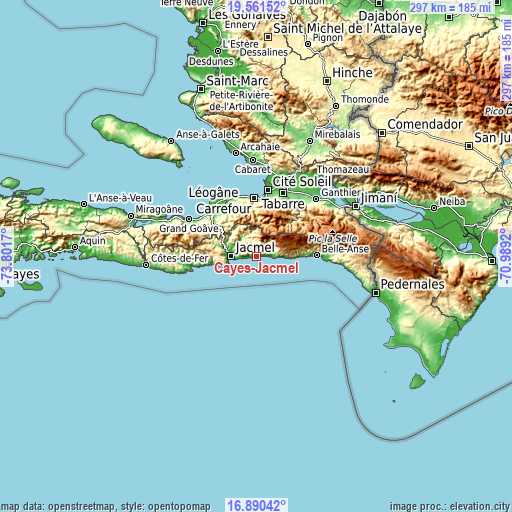 Topographic map of Cayes-Jacmel