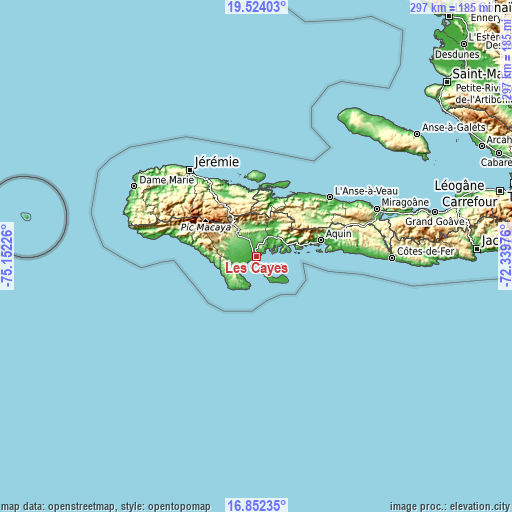 Topographic map of Les Cayes