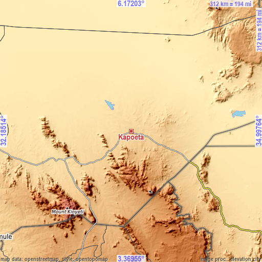 Topographic map of Kapoeta
