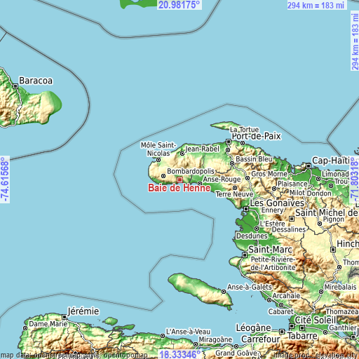 Topographic map of Baie de Henne