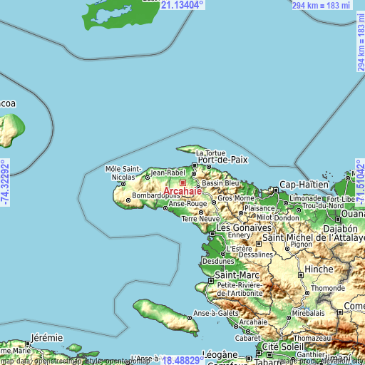 Topographic map of Arcahaie