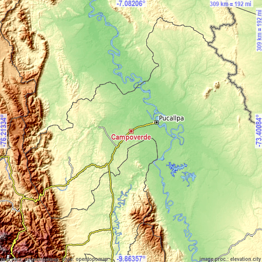 Topographic map of Campoverde