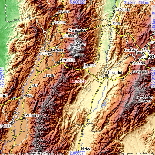 Topographic map of Laureles