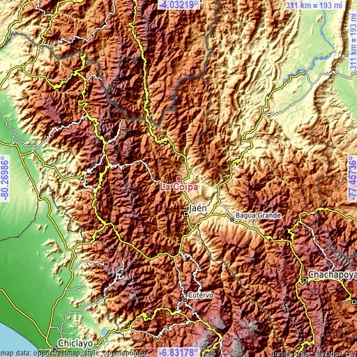 Topographic map of La Coipa