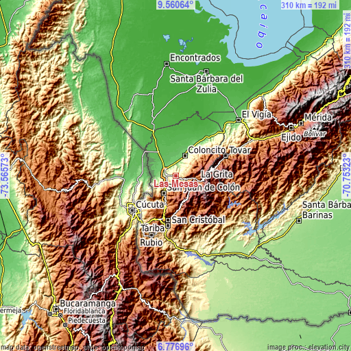 Topographic map of Las Mesas