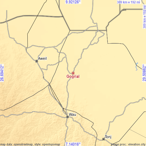Topographic map of Gogrial