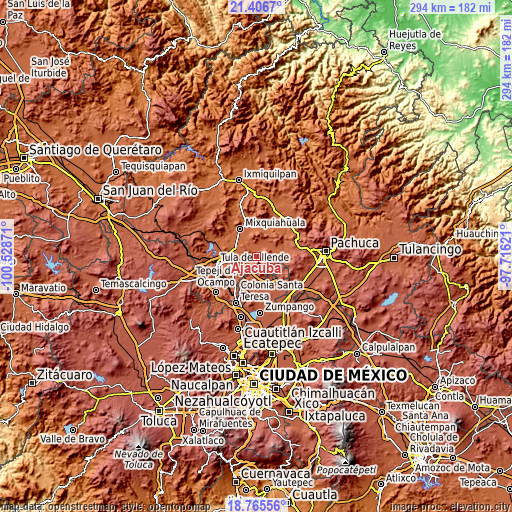 Topographic map of Ajacuba