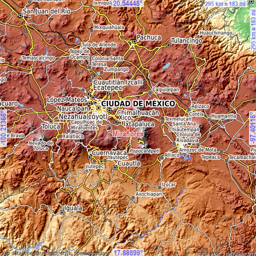 Topographic map of Miraflores