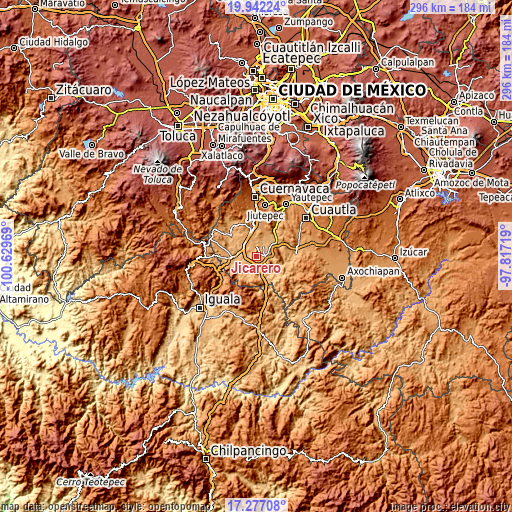 Topographic map of Jicarero