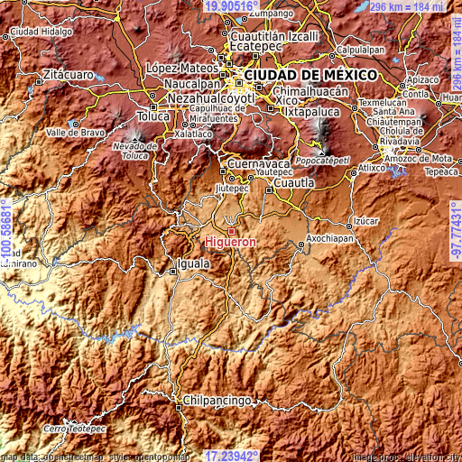 Topographic map of Higuerón