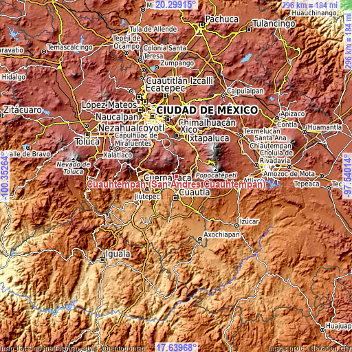 Topographic map of Cuauhtempan (San Andrés Cuauhtempan)