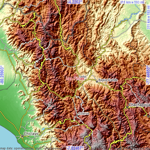 Topographic map of Las Pirias