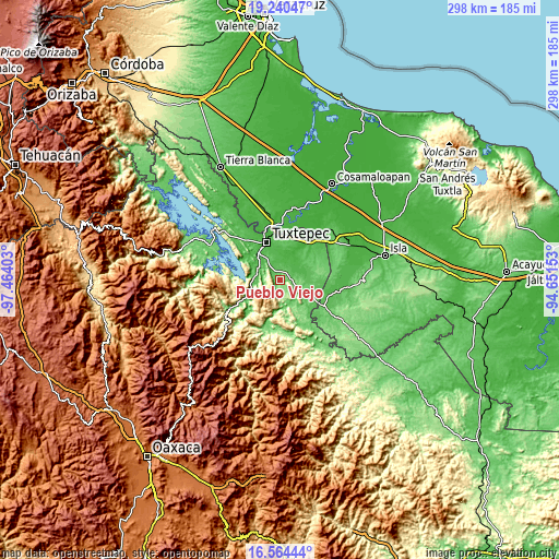 Topographic map of Pueblo Viejo