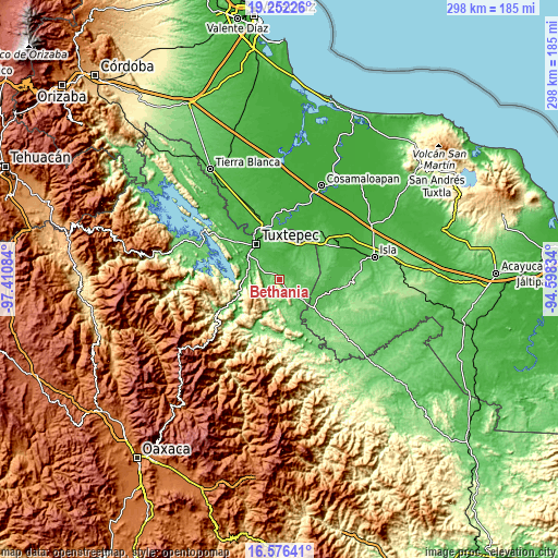 Topographic map of Bethania