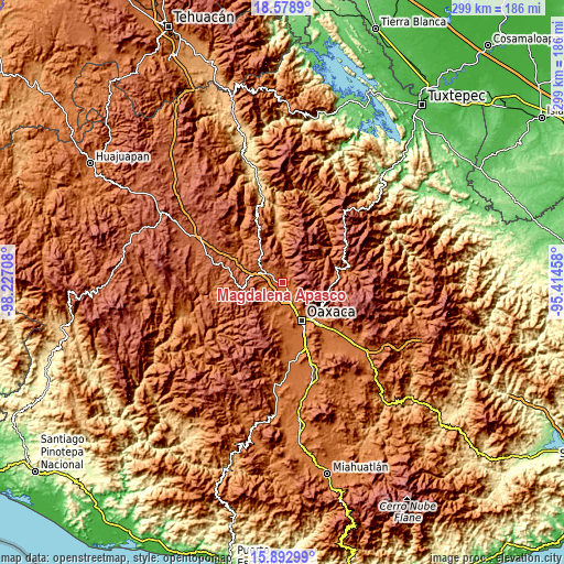 Topographic map of Magdalena Apasco