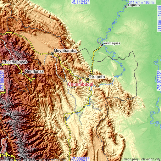 Topographic map of Cuñumbuqui