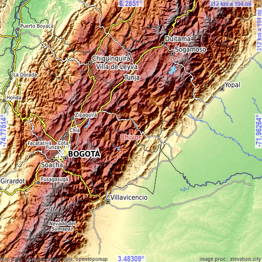 Topographic map of Chivor