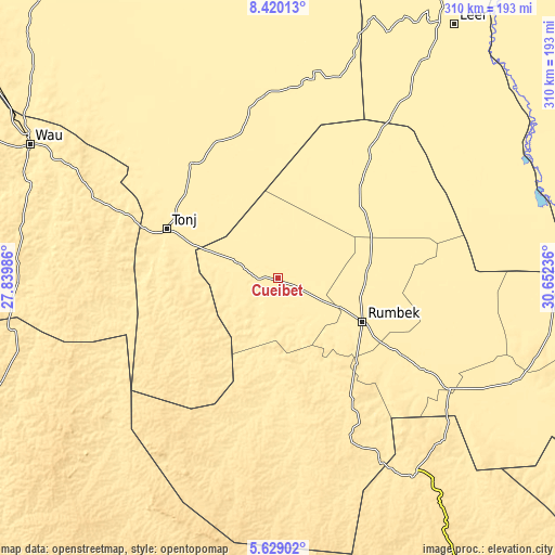 Topographic map of Cueibet