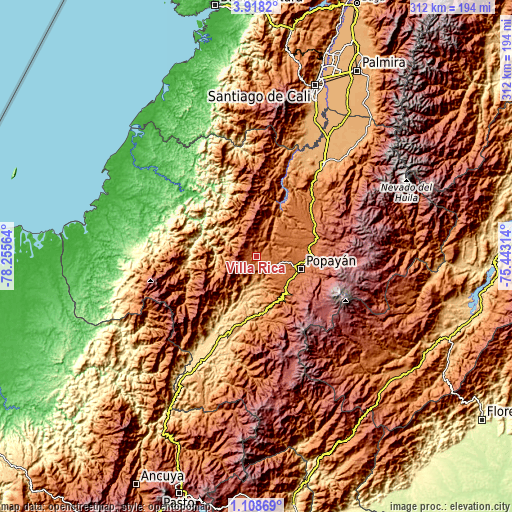 Topographic map of Villa Rica