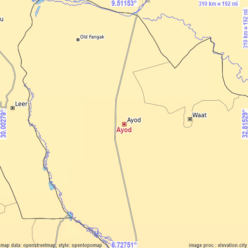 Topographic map of Ayod