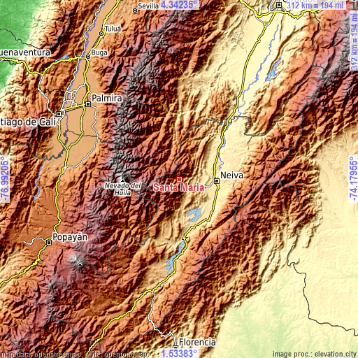 Topographic map of Santa María