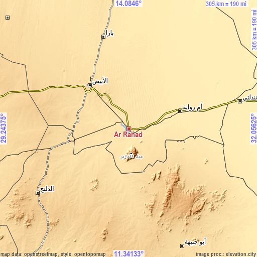 Topographic map of Ar Rahad