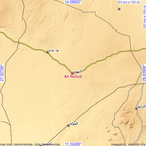 Topographic map of An Nuhūd