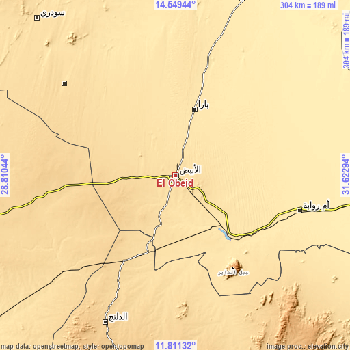 Topographic map of El Obeid
