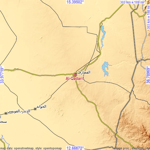 Topographic map of Al Qadarif