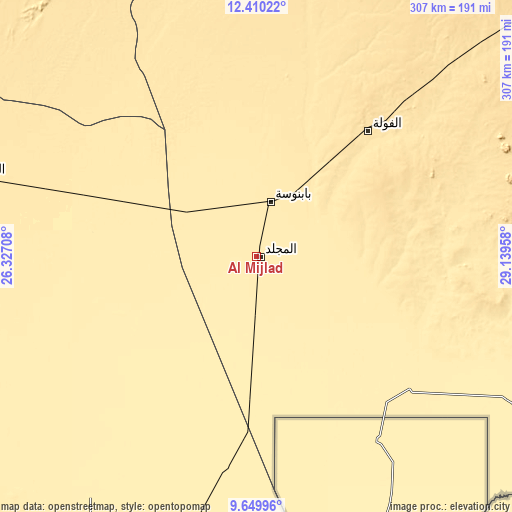 Topographic map of Al Mijlad