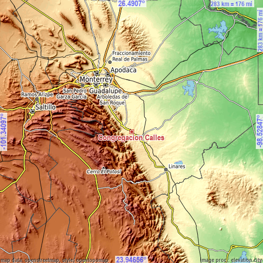 Topographic map of Congregación Calles