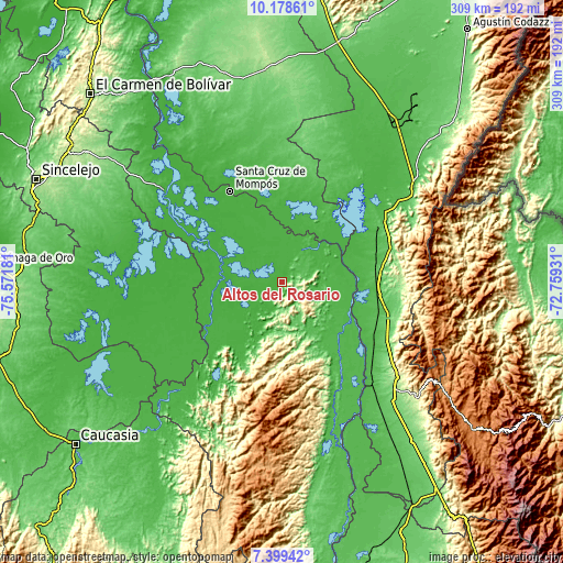 Topographic map of Altos del Rosario