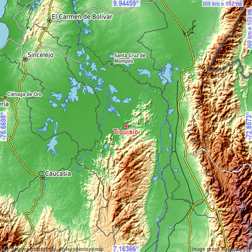 Topographic map of Tiquisio