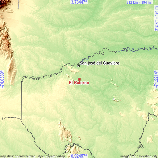 Topographic map of El Retorno