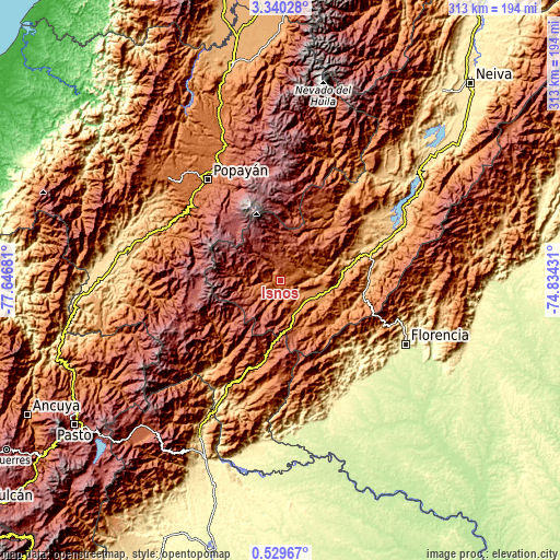 Topographic map of Isnos