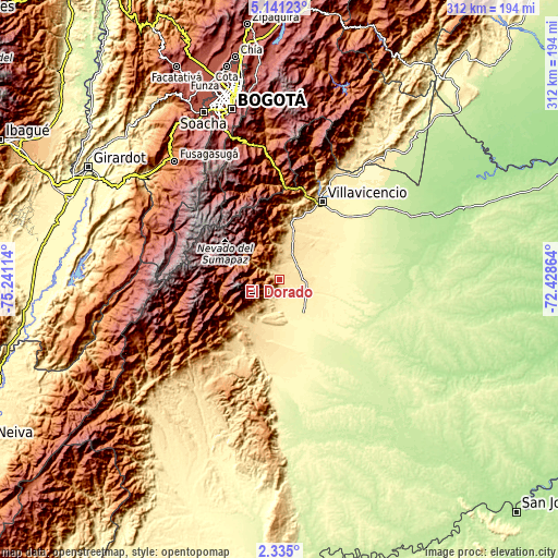 Topographic map of El Dorado