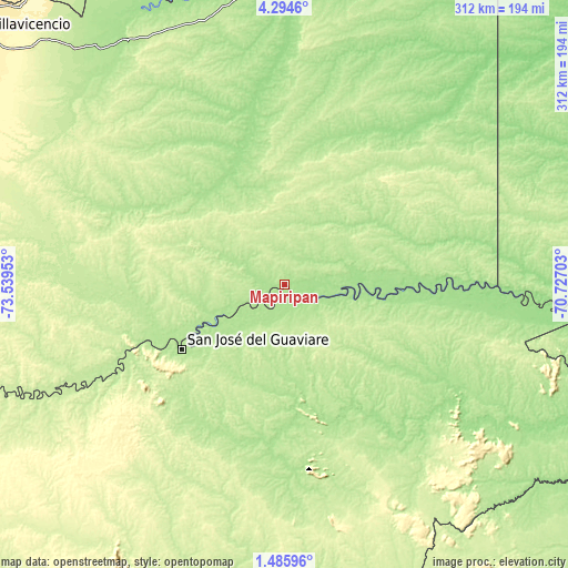 Topographic map of Mapiripán