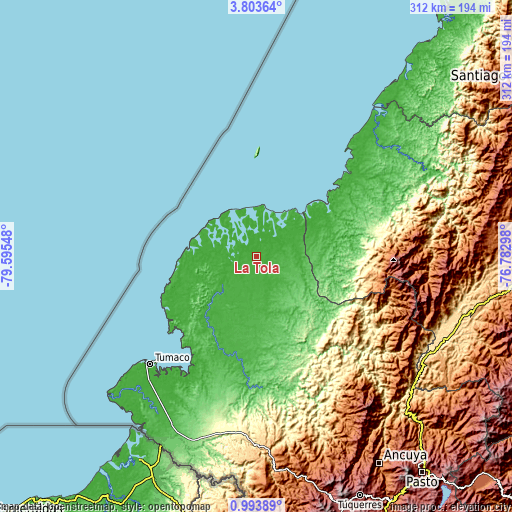 Topographic map of La Tola