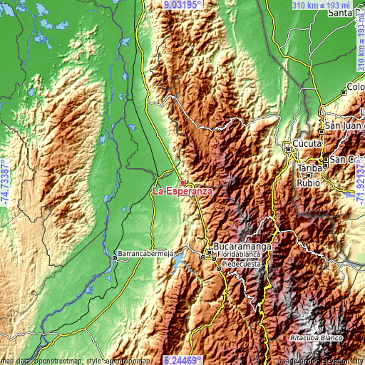 Topographic map of La Esperanza