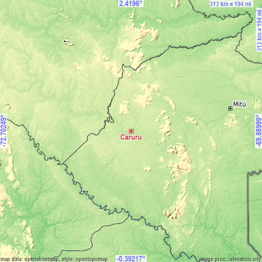 Topographic map of Carurú