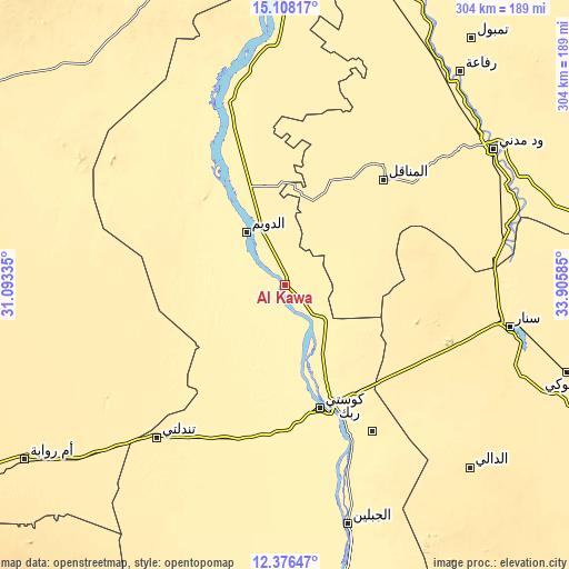 Topographic map of Al Kawa