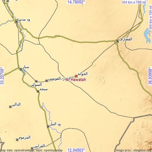 Topographic map of Al Ḩawātah
