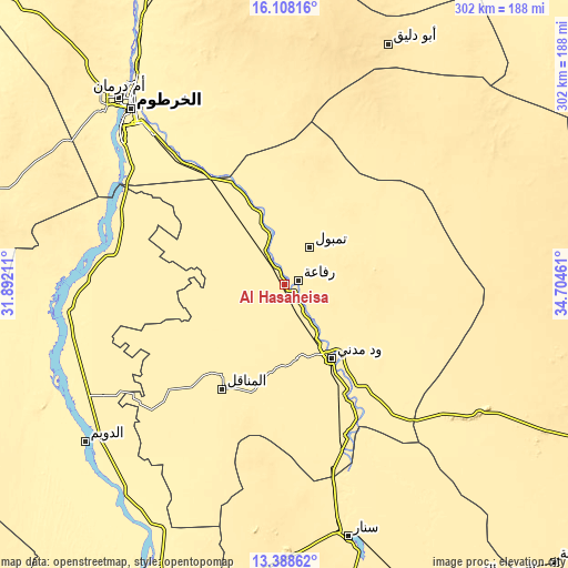 Topographic map of Al Hasaheisa