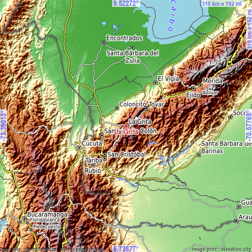 Topographic map of La Grita
