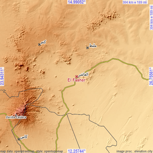Topographic map of El Fasher