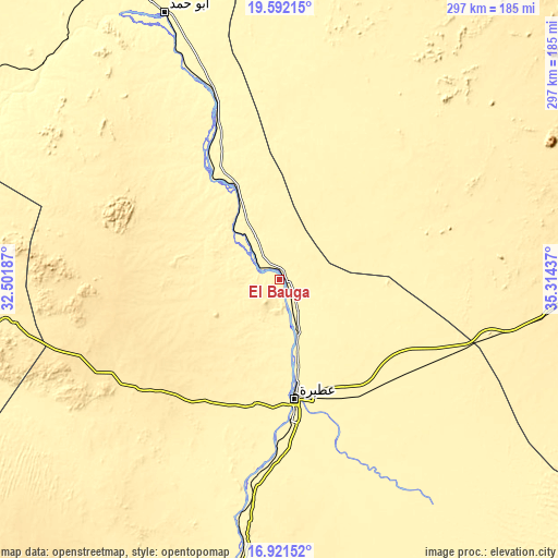 Topographic map of El Bauga
