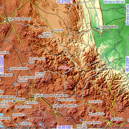 Topographic map of Atarjea