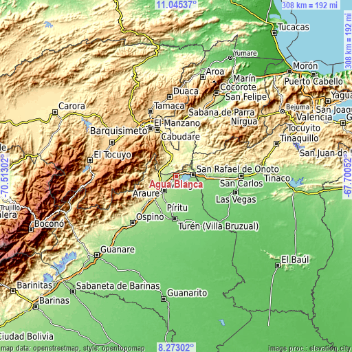 Topographic map of Agua Blanca