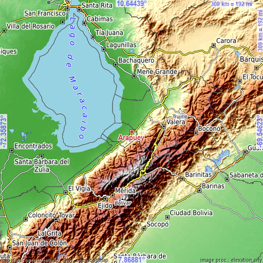 Topographic map of Arapuey