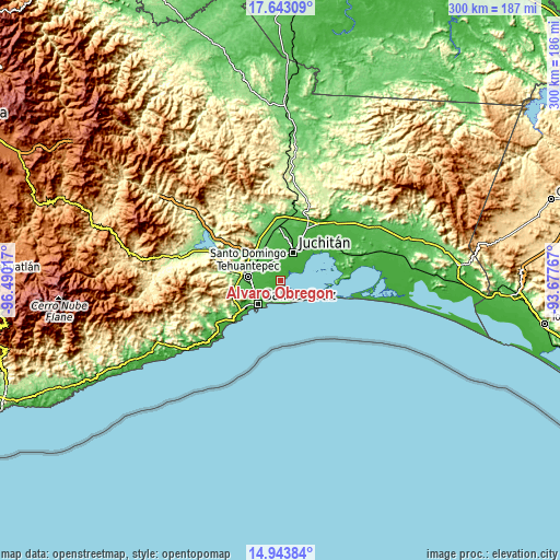 Topographic map of Álvaro Obregón